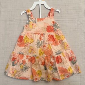 Carter's 12M Floral Sun Dress | Coral Peach | Tiered + Diaper Cover | NWOT